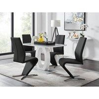 GIOVANI White High Gloss Grey Glass Dining Table & 4 Faux Leather Willow Chairs