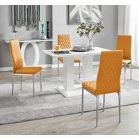IMPERIA White High Gloss Dining Table & 4 Faux Leather Milan Dining Chairs