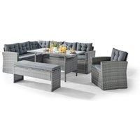MARBELLA 9 Seat PE Rattan Outdoor Patio Garden Sofa And Tressel Dining Table Set With Water Resistant Cover