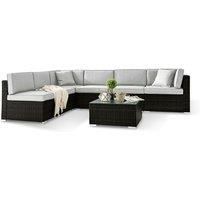 Furniture Box Orlando Black Rattan 6 Seat Modular Outdoor Sofa