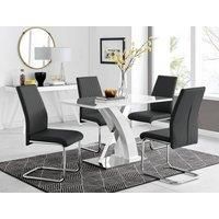ATLANTA 4 White High Gloss Chrome Dining Table and 4 Faux Leather Dining Chairs