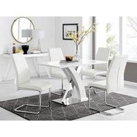 ATLANTA 4 White High Gloss Chrome Dining Table and 4 Faux Leather Dining Chairs