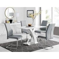 ATLANTA 4 White High Gloss Chrome Dining Table and 4 Faux Leather Dining Chairs