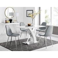 ATLANTA White High Gloss and Chrome Dining Table & 4 Faux Leather Chairs