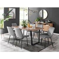 KYLO Brown Wood Effect Black Leg Dining Table & 6 Luxury Pesaro Chairs