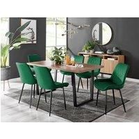 KYLO Brown Wood Effect Black Leg Dining Table & 6 Luxury Pesaro Chairs