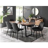 KYLO Brown Wood Effect Black Leg Dining Table & 6 Luxury Pesaro Chairs