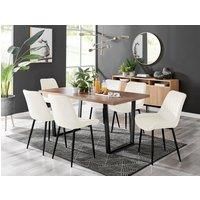 KYLO Brown Wood Effect Black Leg Dining Table & 6 Luxury Pesaro Chairs