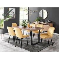 KYLO Brown Wood Effect Black Leg Dining Table & 6 Luxury Pesaro Chairs