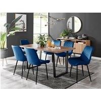 KYLO Brown Wood Effect Black Leg Dining Table & 6 Luxury Pesaro Chairs