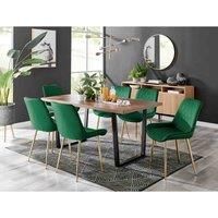 KYLO Brown Wood Effect Black Leg Dining Table & 6 Luxury Pesaro Chairs