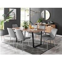 KYLO Brown Wood Effect Black Leg Dining Table & 6 Luxury Pesaro Chairs