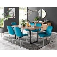 KYLO Brown Wood Effect Black Leg Dining Table & 6 Luxury Pesaro Chairs