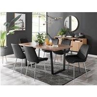 KYLO Brown Wood Effect Black Leg Dining Table & 6 Luxury Pesaro Chairs
