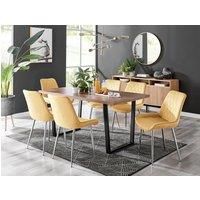KYLO Brown Wood Effect Black Leg Dining Table & 6 Luxury Pesaro Chairs