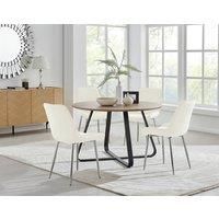 SANTORINI Round Brown Wood Effect Dining Table & 4 Pesaro Dining Chairs