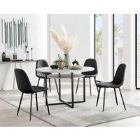 Furniture Box Adley Grey Concrete Effect Storage Dining Table and 4 Black Corona Black Leg Chairs