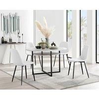 Adley Grey Concrete Effect Storage Dining Table & 4 Corona Black Leg Chairs Set