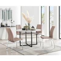 Furniture Box Adley Grey Concrete Effect Storage Dining Table and 4 Cappuccino Isco Chairs