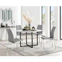 Furniture Box Adley Grey Concrete Effect Storage Dining Table and 4 Grey Isco Chairs