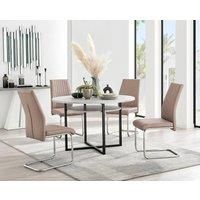 Furniture Box Adley Grey Concrete Effect Storage Dining Table and 4 Cappuccino Lorenzo Chairs