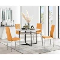 Furniture Box Adley Grey Concrete Effect Storage Dining Table and 4 Mustard Milan Chrome Leg Chairs