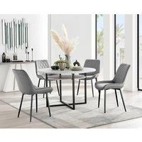 Furniture Box Adley Grey Concrete Effect Storage Dining Table and 4 Grey Pesaro Black Leg Chairs