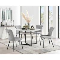 Adley Grey Concrete Effect Storage Dining Table and 4 Nora Black Leg Chairs Set