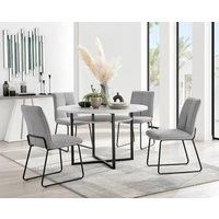 Adley Grey Concrete Effect Storage Dining Table and 4 Halle Chairs Furniture Set