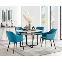 Adley Grey Concrete Effect Storage Dining Table and 4 Calla Black Leg Chairs Set