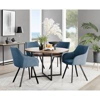 Adley Brown Wood Storage Dining Table & 4 Falun Black Leg Chairs