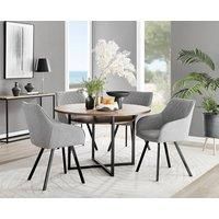 Adley Brown Wood Storage Dining Table and 4 Falun Black Leg Chairs Furniture Set