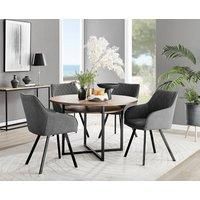 Adley Brown Wood Storage Dining Table & 4 Falun Black Leg Chairs