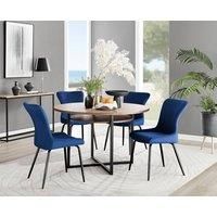 Adley Brown Wood Storage Dining Table and 4 Nora Black Leg Chairs Furniture Set
