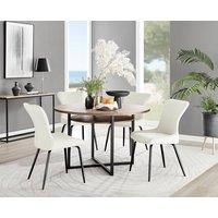 Adley Brown Wood Storage Dining Table & 4 Nora Black Leg Chairs