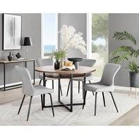 Adley Brown Wood Storage Dining Table & 4 Nora Black Leg Chairs