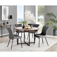 Adley Brown Wood Storage Dining Table & 4 Nora Black Leg Chairs