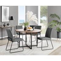 Adley Brown Wood Storage Dining Table & 4 Halleyy Chairs