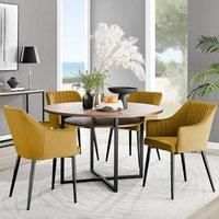 Adley Brown Wood Storage Dining Table & 4 Calla Black Leg Chairs Furniture Set