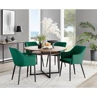 Adley Brown Wood Storage Dining Table & 4 Calla Black Leg Chairs