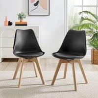 Furniturebox UK 2x Stockholm Beech Wood Dining Chairs & Faux Leather Cushion