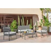 Furniturebox Porto Grey Outdoor 4 Seat Rattan Garden Sofa, Table & Chair Set