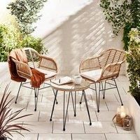 Furniturebox Belize Brown Outdoor PE Rattan 2 Seat Garden Bistro Table & Chairs