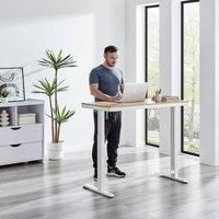 Furniture Box Atticus Electric Height Adjustable Office Desk - Oak Effect and White Legs