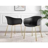 Furniturebox UK Harper Minimalist Metal & Plastic 'Bat' Dining Chair Gold Legs