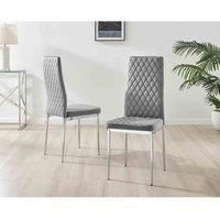 Furniture Box 4X Milan Kitchen Dining Chair Grey Velvet Silver Legs