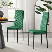 4x Milan Dining Chair Black Velvet Black Legs