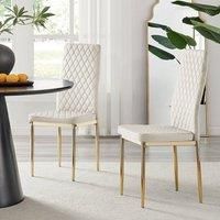 Furniture Box 4X Milan Kitchen Dining Chair Cream Velvet Gold Legs