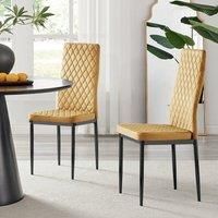 4x Milan Dining Chair Black Velvet Black Legs