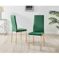 Set of 6 Milan High Back Soft Touch Diamond Pattern Velvet Dining Chairs With Gold Chrome Metal Legs